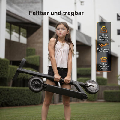 Caroma E Scooter Kinder Unter 16 Jahren, 20km/h, Reichweite 25 km, Faltbarer E Roller Kinder, 3-Gang