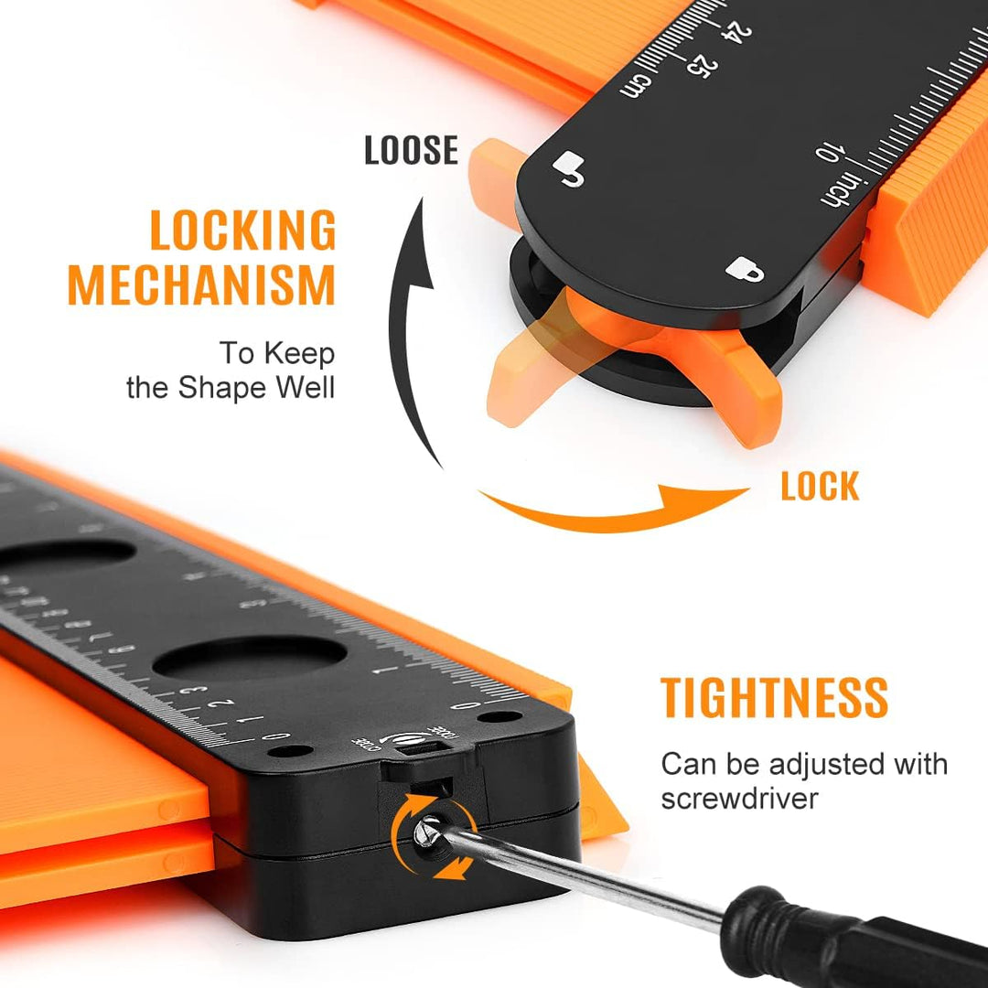 DODOWIN Konturenlehre Gross 2pcs, Konturenlehre Mit Feststeller, Laminat Schablone, Weihnachtsgesche