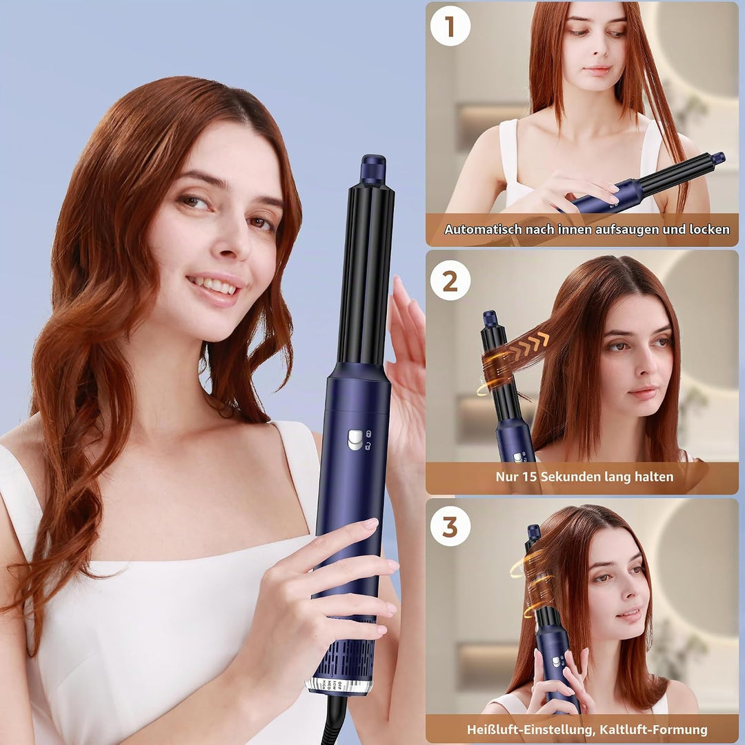6 in 1 Haarstyler &amp; Haar Föhn mit Automatischer Lockenstab Wrap, Haartrockner, Thermal Brush, Warmlu
