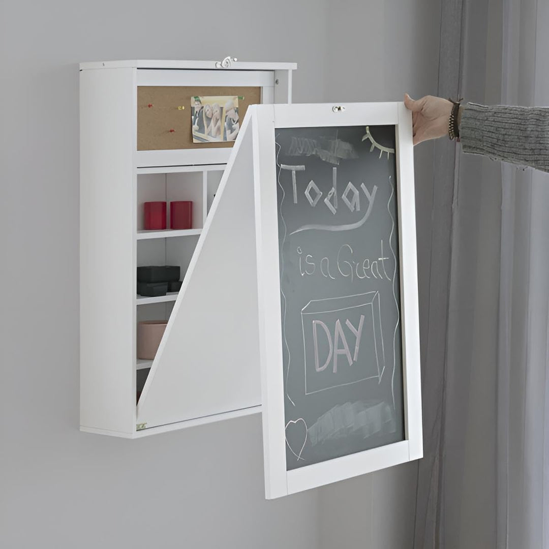 Wandklapptisch Küche mit Regal | Klapptisch Wand klein Weiss aus Holz | Wandtisch klappbar mit Schub