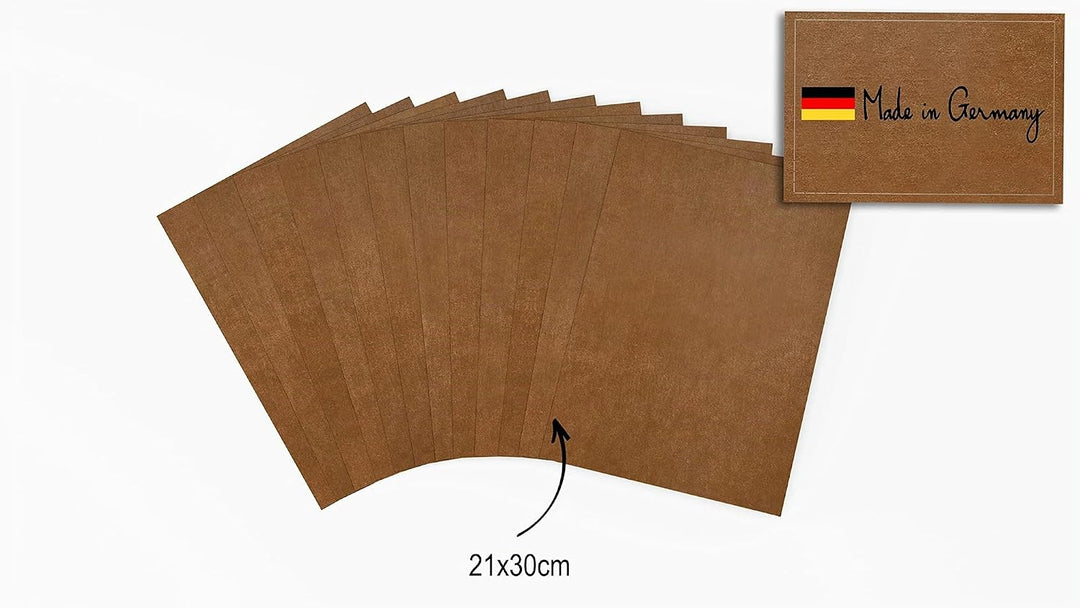 veganes Leder - waschbares Papier - 12 Bögen 21x30cm bei 0,55mm Dicke - Waschpapier - Lederpapier -