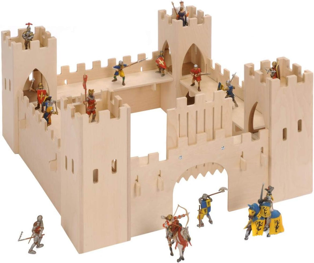 Grosse Ritterburg aus Holz (ohne Figuren!) / Masse: 75 x 75 x 37 cm / für Kinder ab 3 Jahren / Herge