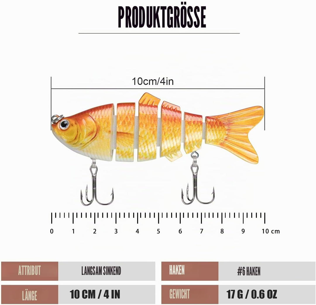 TRUSCEND Kunstköder Hecht, Fisch Köder für Zander Barsch Forellen Wobbler Swimbait, Angelköder Fisch