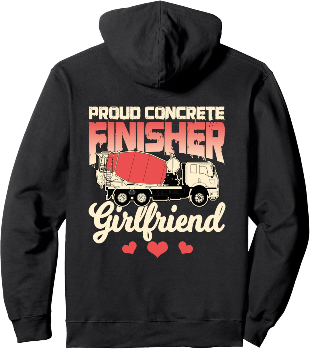 Concrete Finisher Girlfriend Design On Back Of Clothing Pullover Hoodie