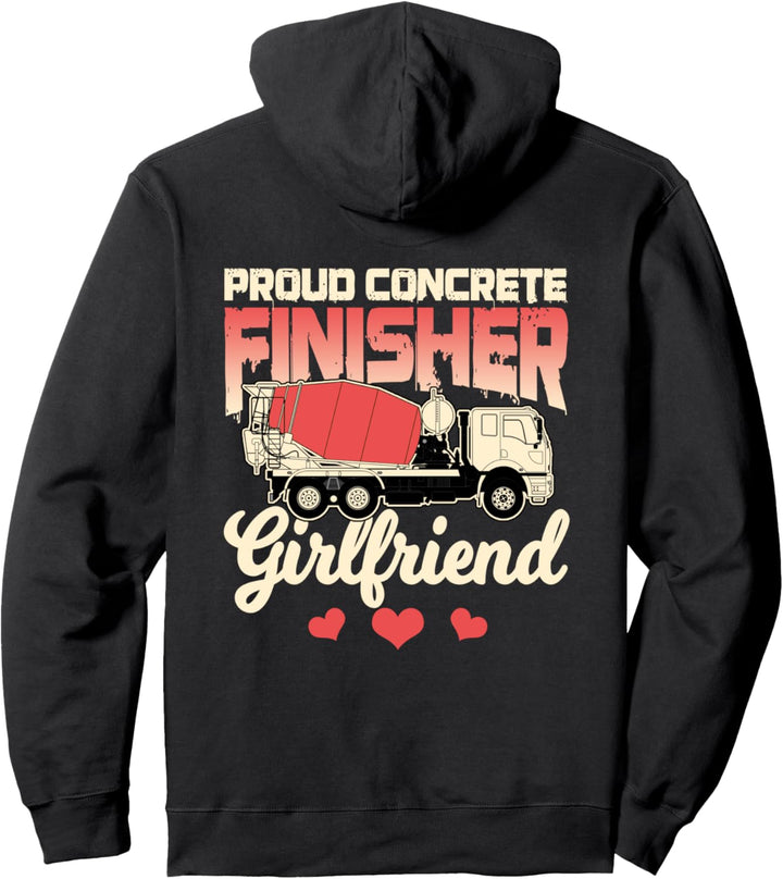 Concrete Finisher Girlfriend Design On Back Of Clothing Pullover Hoodie