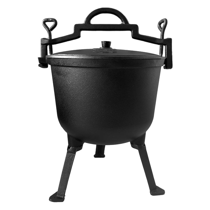 4iQ Group BBQ Dutch Oven Set 10 liter - Feuertopf mit Füssen, Henkel und Deckel - Gusstopf für Outdo