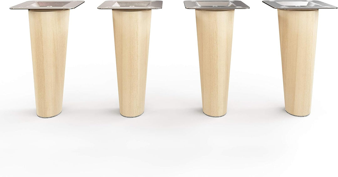 Sossai Möbelfüsse aus Naturholz Buche unbehandelt, Clif Round HMF1, 12 cm hoch, rund, gerade Ausführ