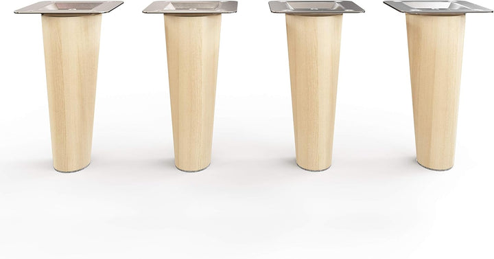 Sossai Möbelfüsse aus Naturholz Buche unbehandelt, Clif Round HMF1, 12 cm hoch, rund, gerade Ausführ