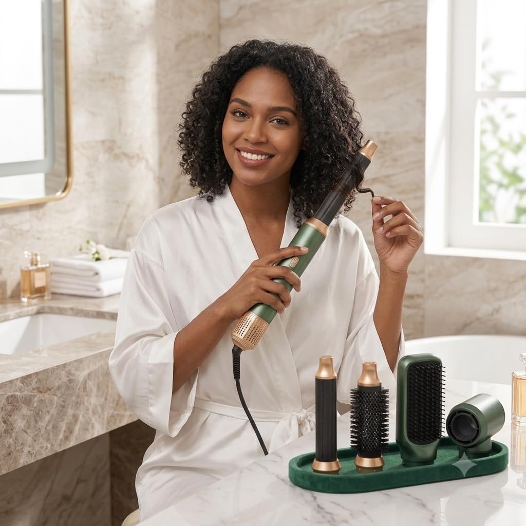 Airstyler 5 in 1 Hair Styler 1000W Warmluftbürste Set mit Auto Lockenstäbe,1000W Haartrockner Air br