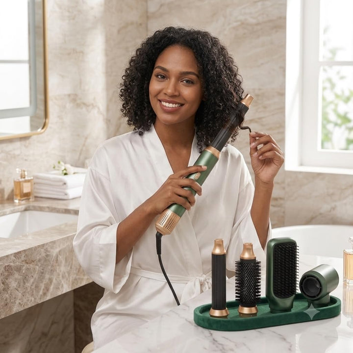 Airstyler 5 in 1 Hair Styler 1000W Warmluftbürste Set mit Auto Lockenstäbe,1000W Haartrockner Air br