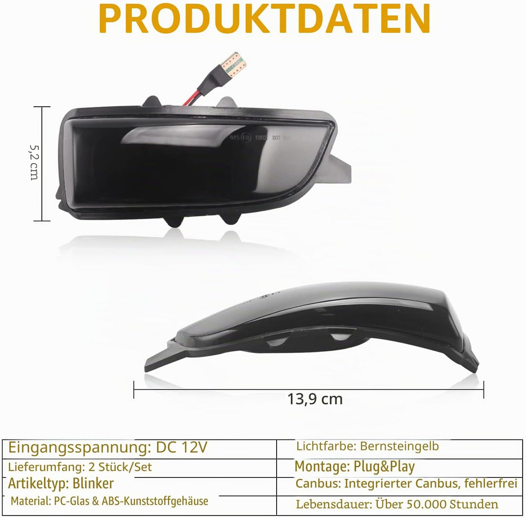 Asasytal Blinker Blinker Kontrollleuchte im seitlichen Rückspiegel Kompatibel mit Volvo C30 C70 S40