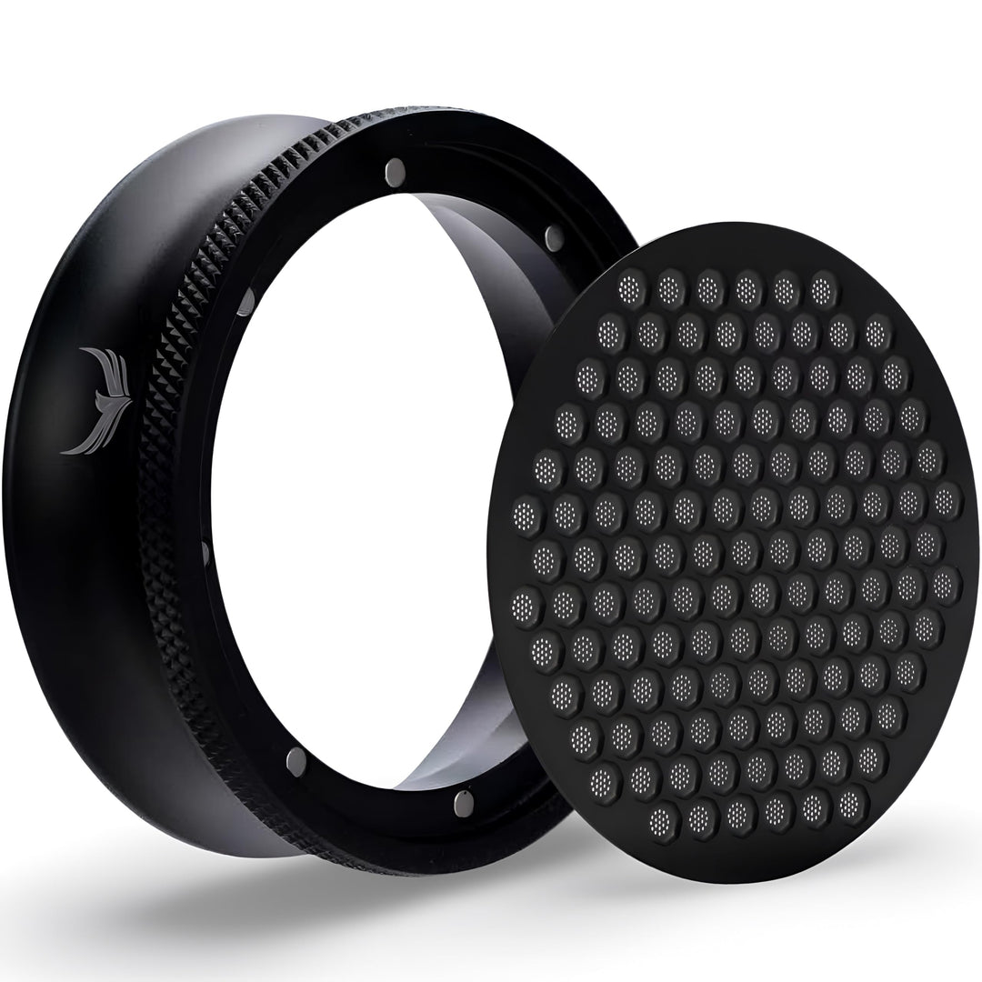 KNODOS Magnetischer 54 mm Kaffee Dosierring und Espresso Pucksieb Set für 54 mm Siebträgerkorb, komp