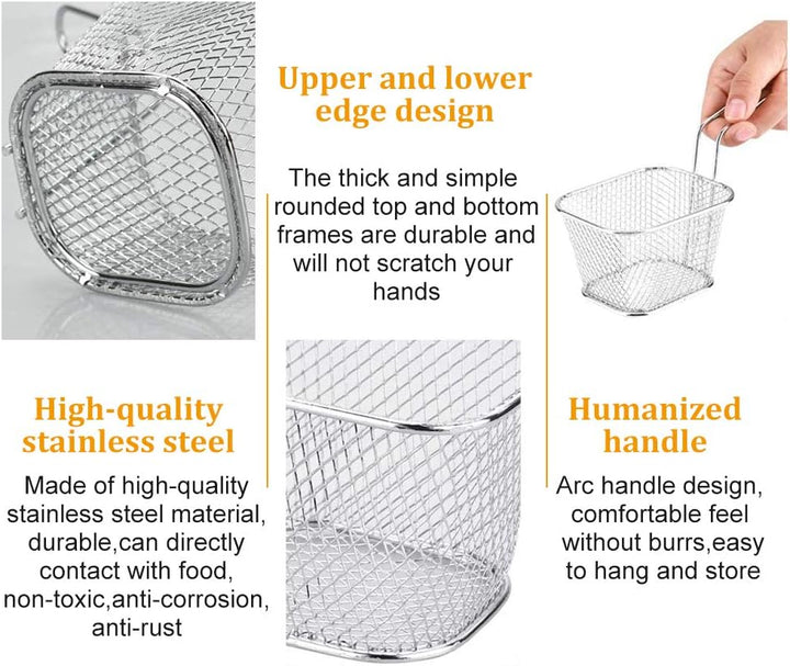 TOKINCEN 8 Stück Frittierkorb Klein Servierkörbchen Edelstahl für Pommes Mini Pommes Körbchen Pommes
