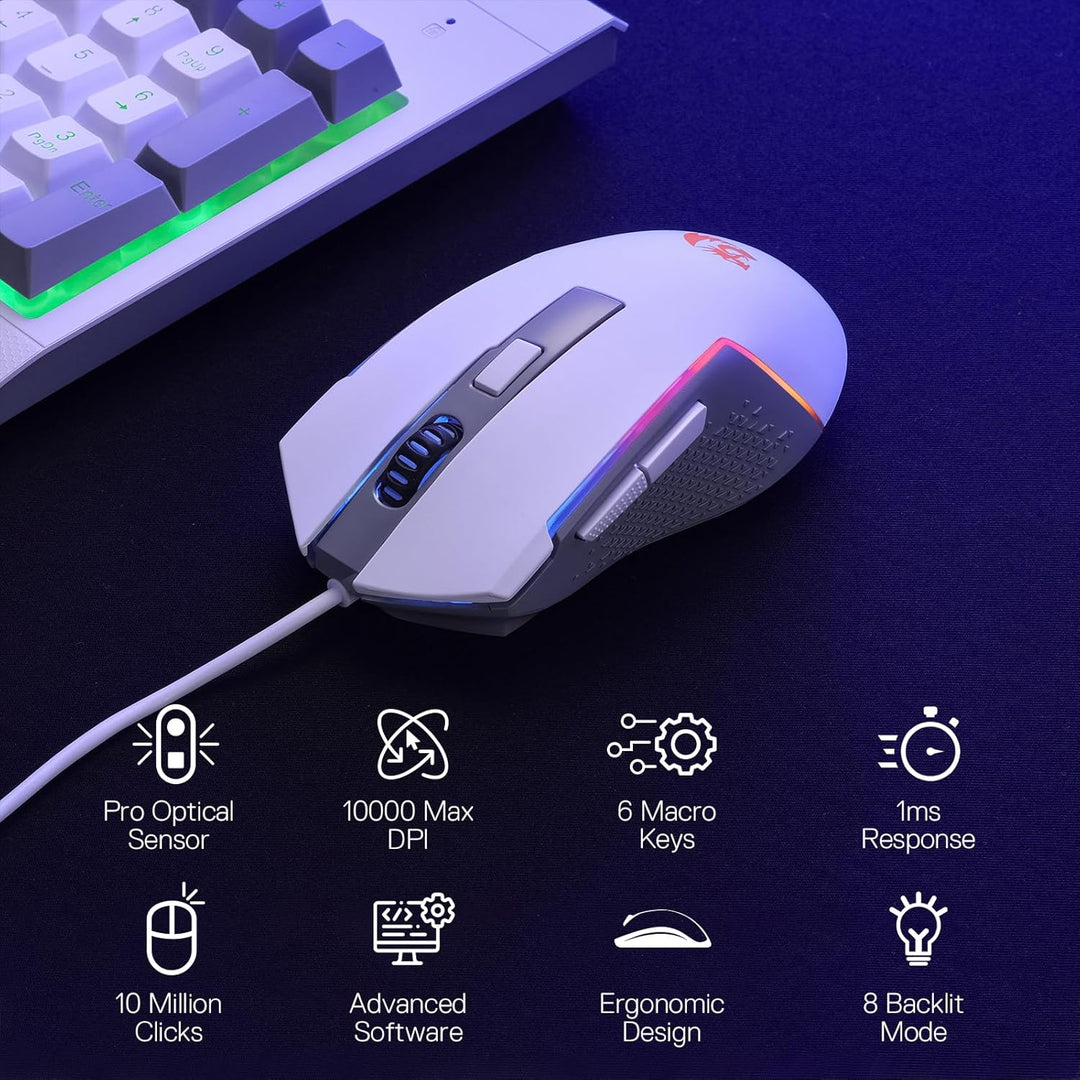 Redragon S151 Gaming-Tastatur- und Maus-Kombination, 104 Tasten K525 kabelgebundene RGB-Membrantasta