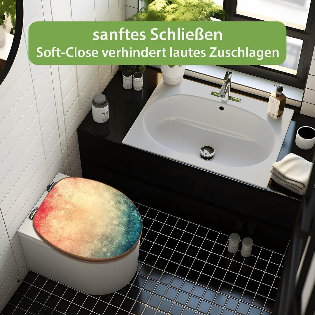 banjado Design WC Sitz Bambus Absenkautomatik 45,8x37,5cm - Toilettendeckel mit Absenkautomatik Holz