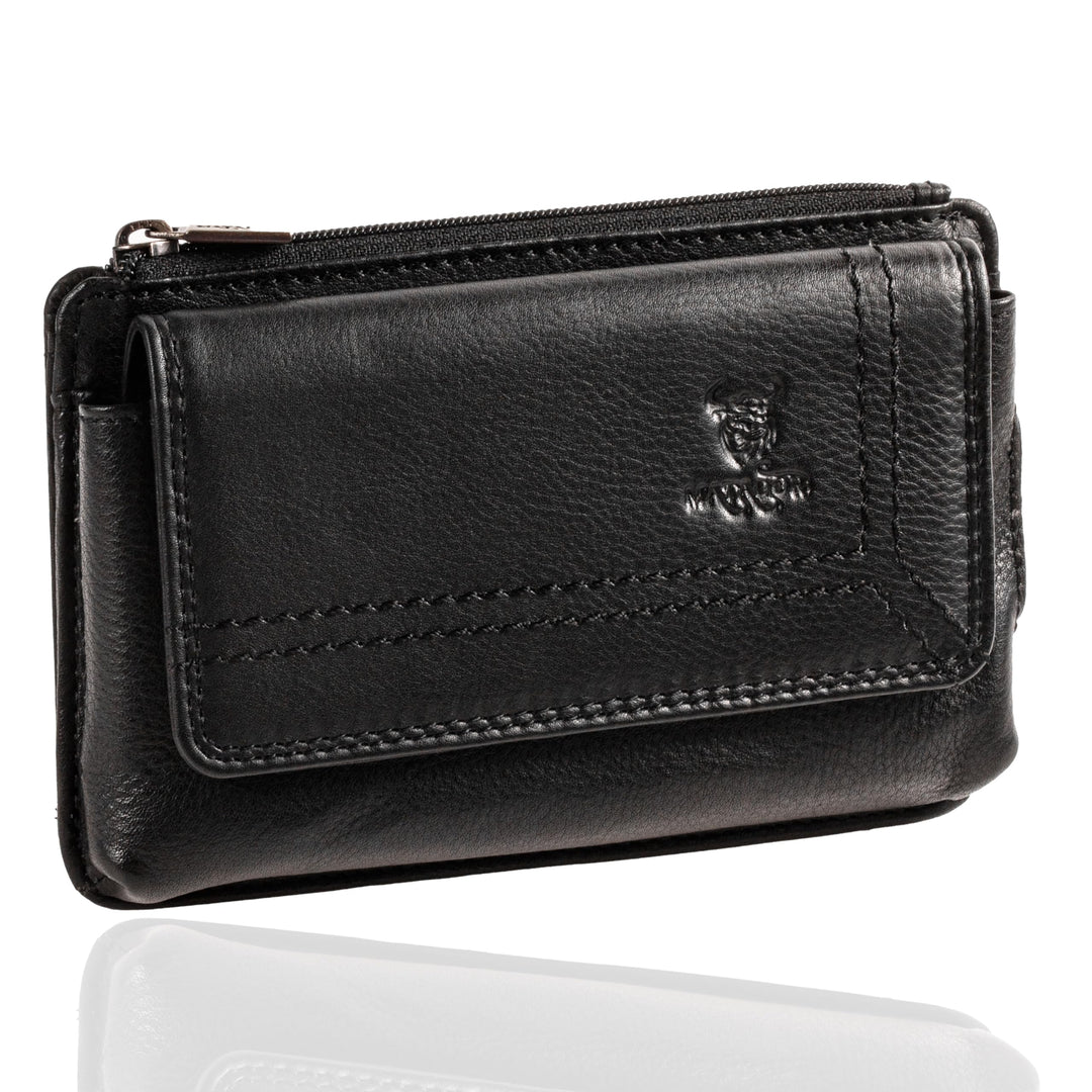 MATADOR Echt Leder Gürteltasche mit Magnetverschluss und YKK Reissverschlussfach mit RFID Schutz für