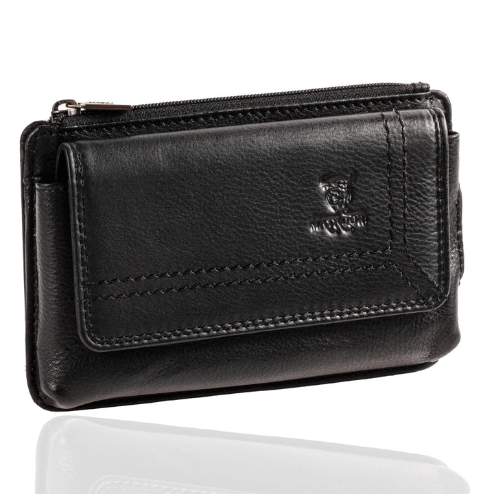 MATADOR Echt Leder Gürteltasche mit Magnetverschluss und YKK Reissverschlussfach mit RFID Schutz für
