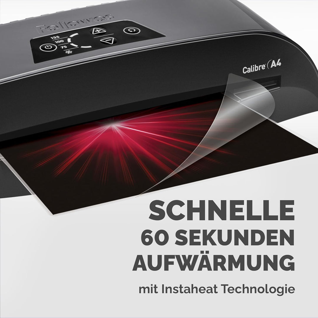 Fellowes Calibre A4 Laminiergerät für 80-125 Micron Folien, 60 Sek. Aufwärmzeit, staufreies Laminier