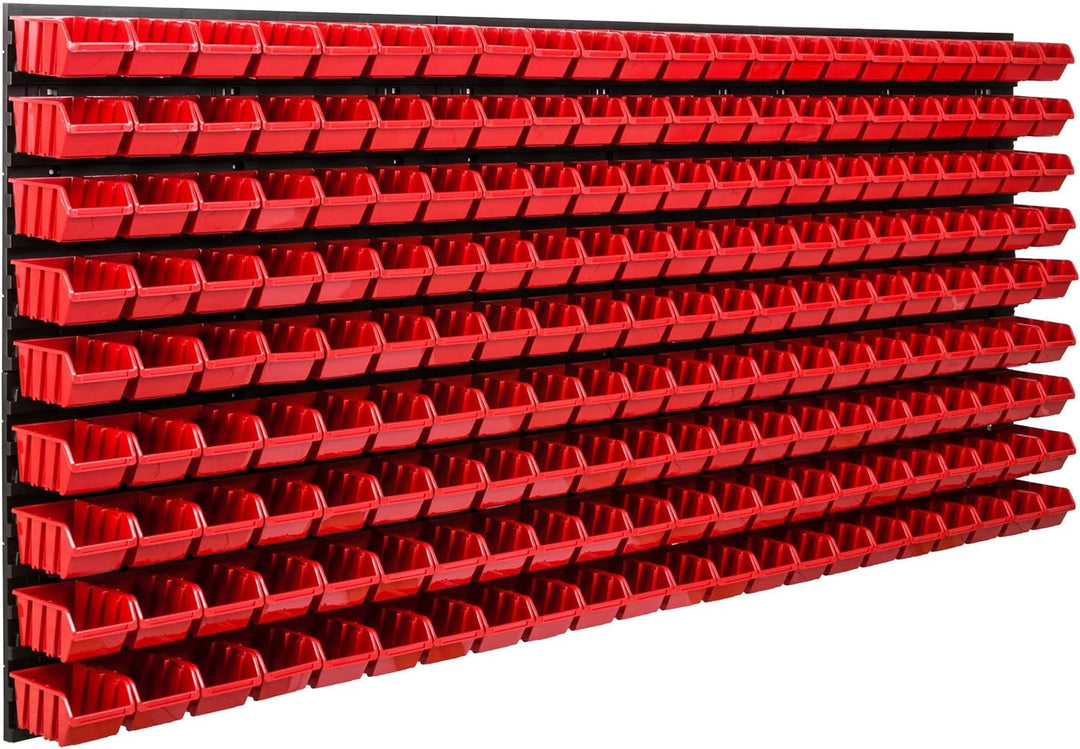 Lagersystem Werkstattregal | 172 x 78 cm | 198 stck. Box | Wandregal mit Stapelboxen - Wandplatten E
