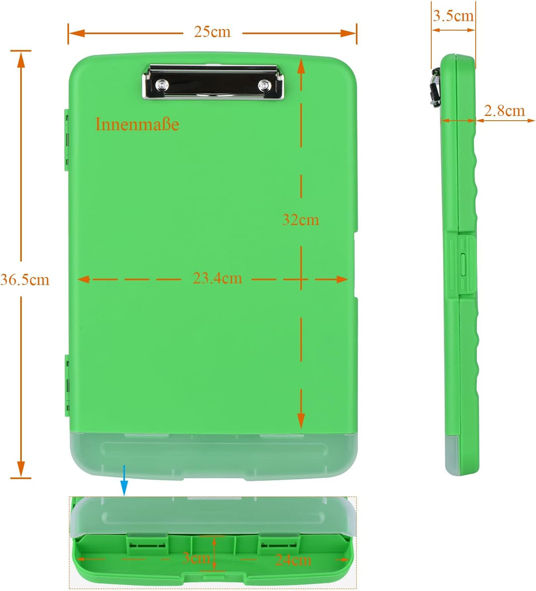 ZCZN Klemmbrett a4 mit Deckel, Schreibbrett mit Aufbewahrung, Kunststoff-Schreibbrett für Schule, In