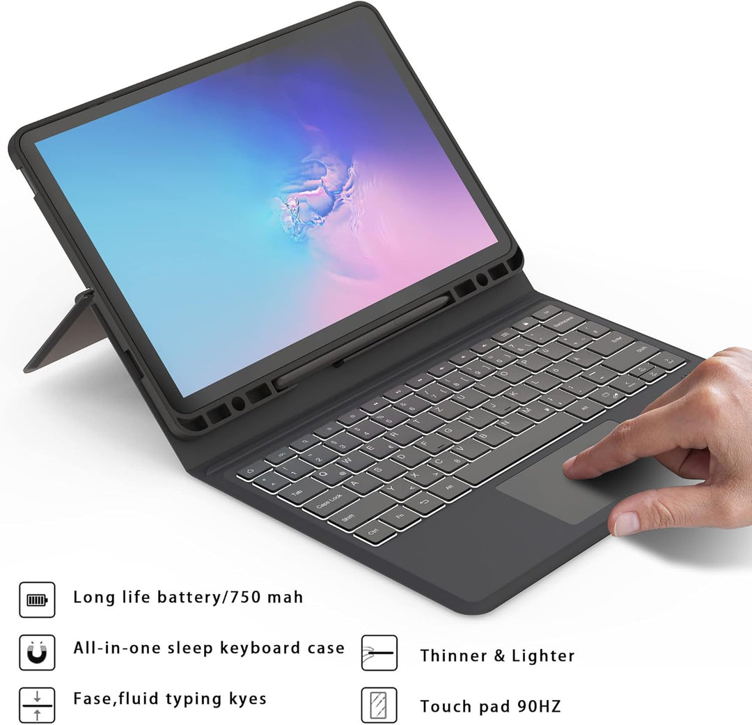 ROOFEI Folio Tastatur Hülle für Samsung Galaxy Tab S7 FE /S8 Plus/S7 Plus 12,4 Zoll - Kabellose Deut