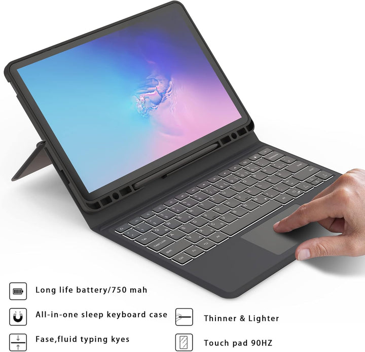 ROOFEI Folio Tastatur Hülle für Samsung Galaxy Tab S7 FE /S8 Plus/S7 Plus 12,4 Zoll - Kabellose Deut