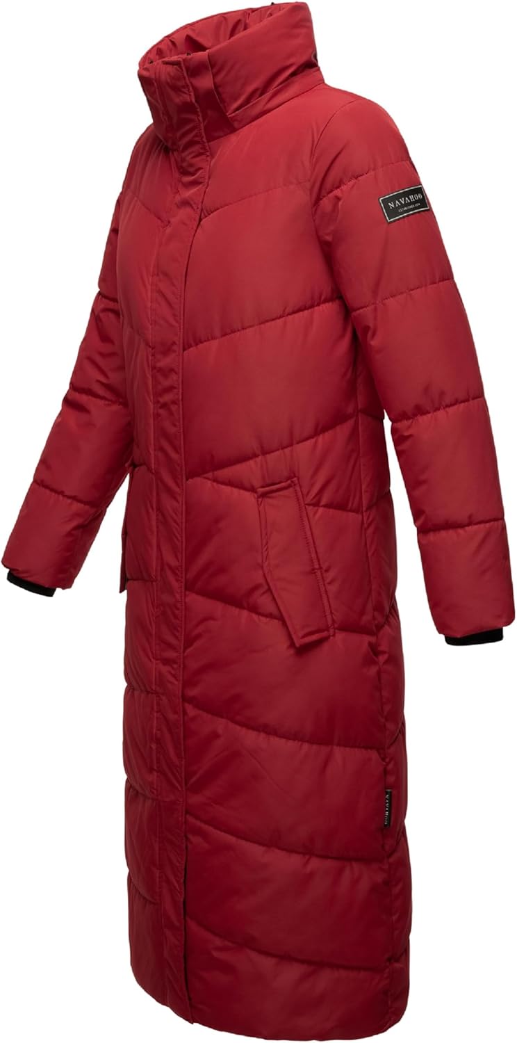 Navahoo Damen Wintermantel warmer Steppmantel extralang mit abnehmbarer Kapuze Hingucker XIV XS-5XL