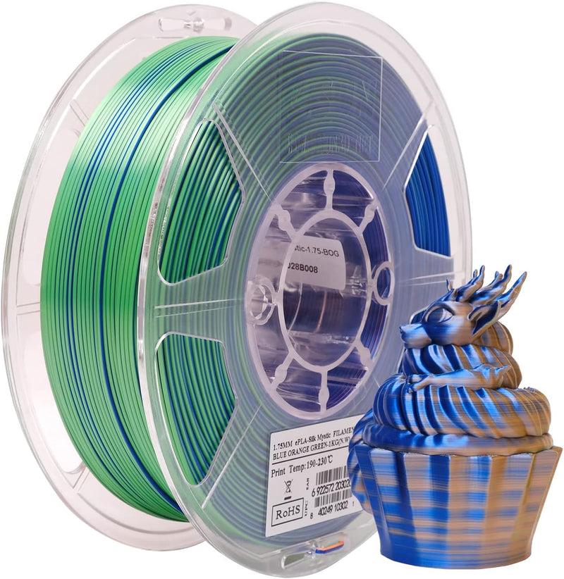 eSUN Seide Dreifarbiges PLA Filament 1.75mm, Glänzende Seide Mystic PLA 3D Drucker Filament, 1KG Spu