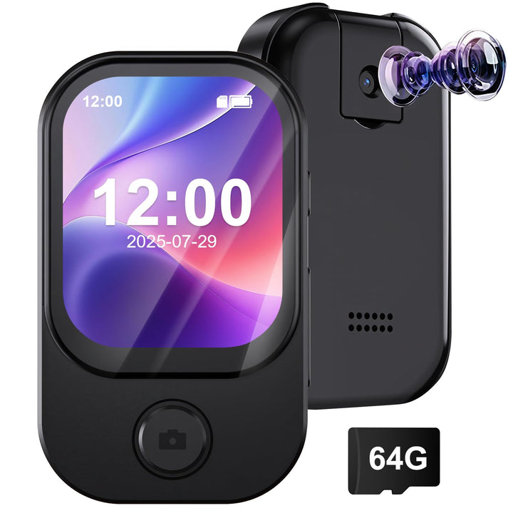 Gueray 64GB Mini MP3 Player mit Kamera, Bluetooth 5.3 Musikplayer mit Lautsprecher Touchscreen FM-Ra
