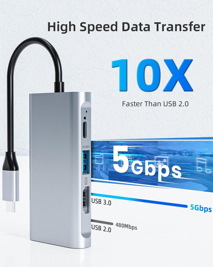 Tiergrade USB C zu HDMI Adapter, 4-in-1 USB C Hub, Thunderbolt 3 Adapter mit 2 HDMI Anschlüssen, 100