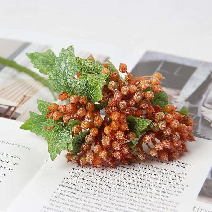 Künstliche Pflanze Beeren Kunstpflanzen Weihnachten Fruchtbeeren Kunstblumen 5 Stiele 30CM für Kranz