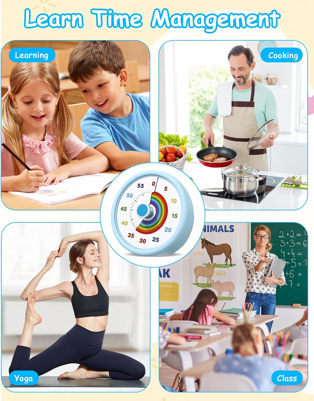 Visueller Timer für Kinder 60 Minuten Countdown Timer mit Grossem Bildschirm, für Kinder Zahnputztim