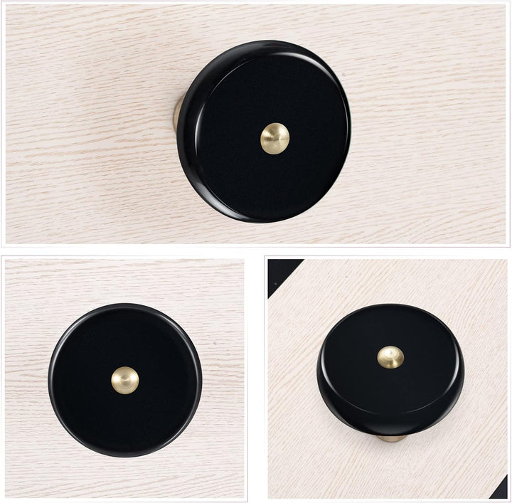 KYEYGWO 4 Stück Obsidian Natürlicher Kristall Möbelknöpfe mit Schraube, Runde Stein Schubladenknöpfe