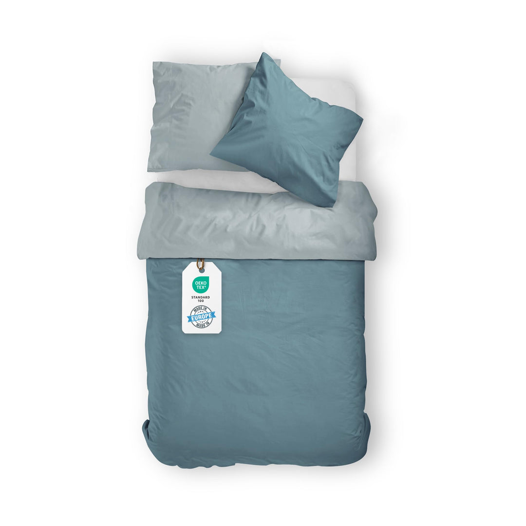 BLUE MOON Premium Bettwäsche 135x200 cm Satin 100% Baumwolle Wendebettwäsche - Made in EU - 1x Bettb