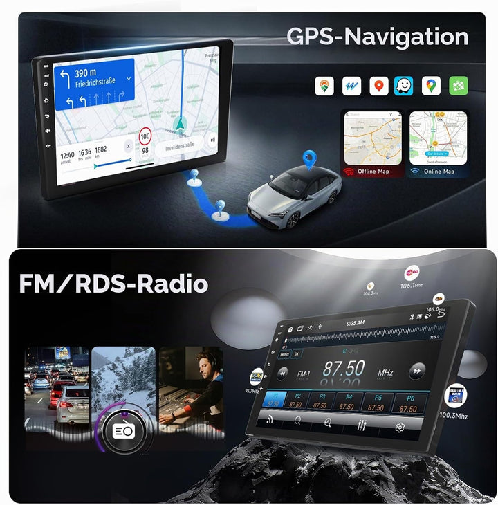 6G+128G Kabelloses Carplay-Autoradio für Peugeot 107/Citroen C1/Toyota Aygo mit 10,1 Zoll IPS-Touchs