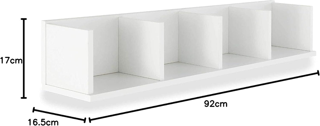 FMD Möbel, 206-004 Point 4 Wandregal, weiss, masse 92.0 x 16.5 x 17.0 cm (BHT), Weiss
