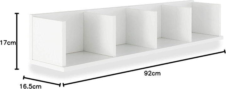 FMD Möbel, 206-004 Point 4 Wandregal, weiss, masse 92.0 x 16.5 x 17.0 cm (BHT), Weiss