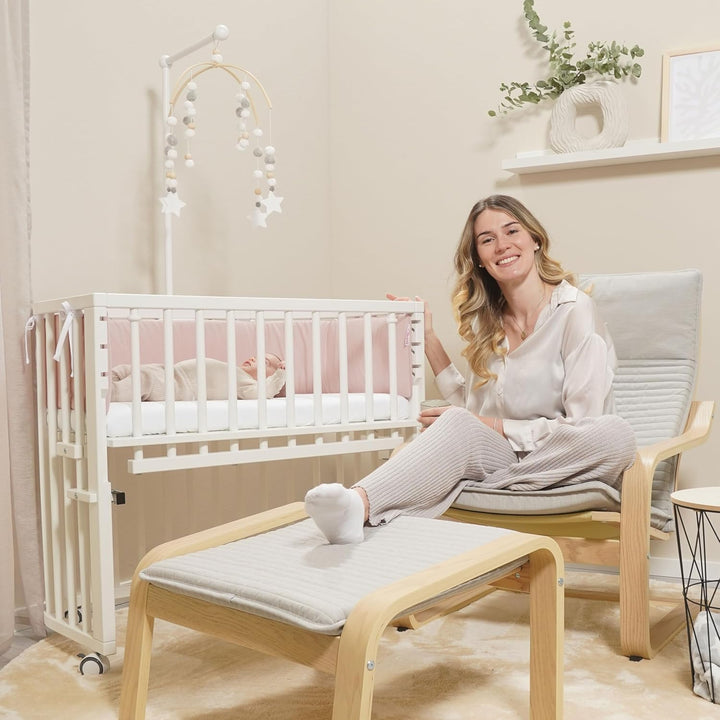 babybay Mobilehalterung passend für alle Modelle mit Rundstäben, beige lackiert, beige lackiert