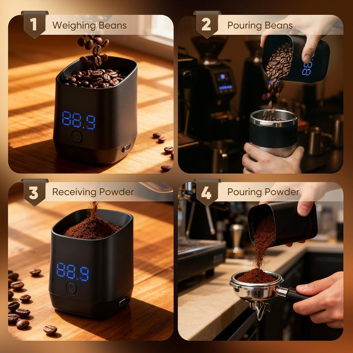 Kaffee Waage, Digital Coffee Scale för Espresso & Pour-Over Wiederaufladbare Feinwaage Kaffee 0.1g m