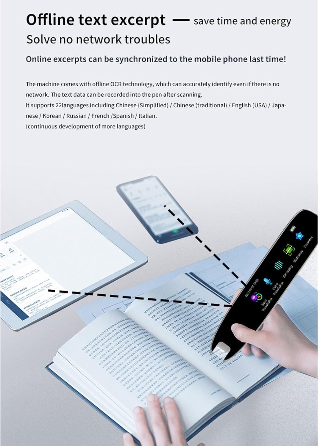 Scan Reading Pen International Edition, 13 Sprachen Smart Scan Reader Pen, Integrierte Aufnahmefunkt