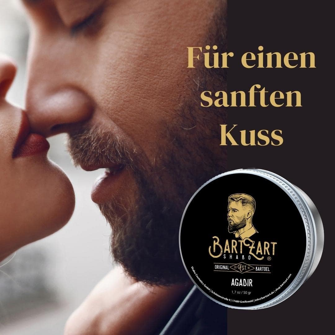 BartZart Agadir Bartwachs mit Moschus Duft I 50g Bartbalsam für Männer I Bart Balsam mit Arganöl für