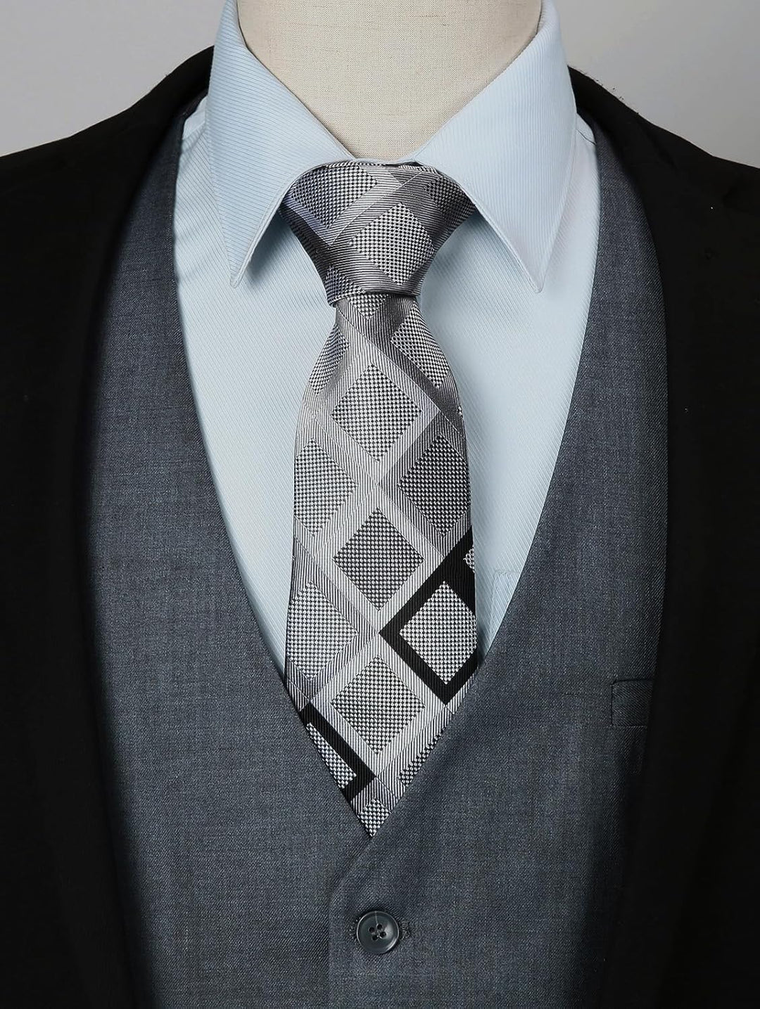 HISDERN Herren Formale Hochzeit Party Weste Baumwolle Einfarbig Weste XS Grau-1, XS Grau-1
