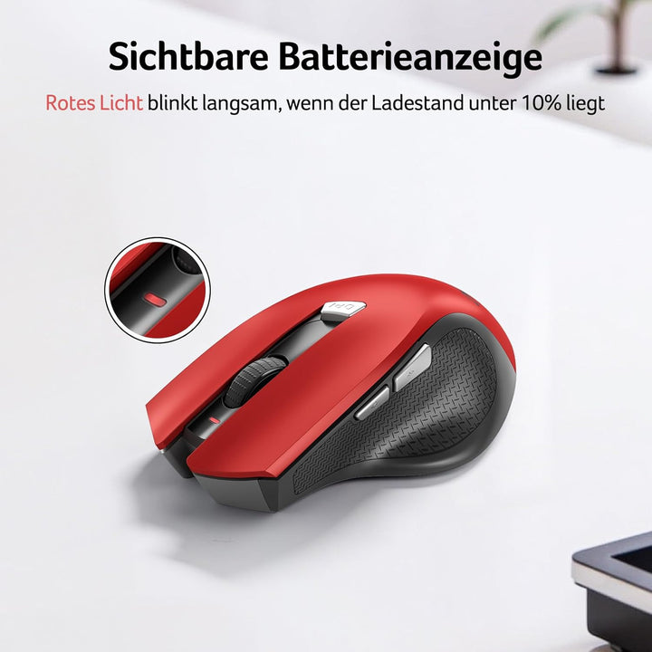 acer Maus Kabellos, 2.4GHz 1600 DPI Funkmaus, 3 Einstellbare DPI Wireless Mouse mit 6 Tasten, Batter