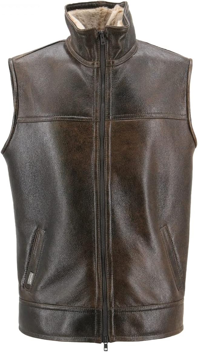 Hollert Herren Lammfellweste Luca Fellweste Echtleder Merino Schaffell Jagdweste warme Outdoorweste