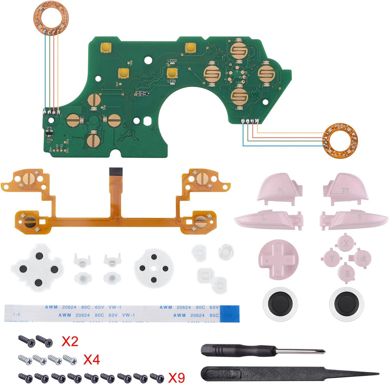 eXtremeRate DTFS LED Tasten Set für Switch pro Controller, 9 Farb-Modi 6 Separat-Tasten-Bereiche Con