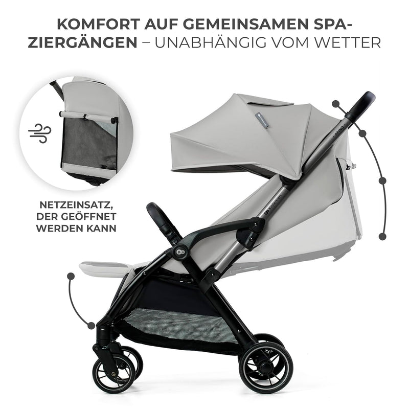 Kinderkraft APINO Buggy bis 22 kg, Liegebuggy, Kinderwagen, Leicht - 7,5kg, Automatisches zusammekla