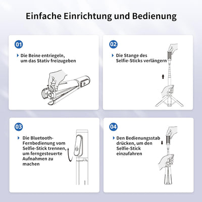ATUMTEK Bluetooth Selfie-Stick Stativ, 3 in 1 Aluminium Selfie Stange, 360° Drehbar, mit Kabelloser
