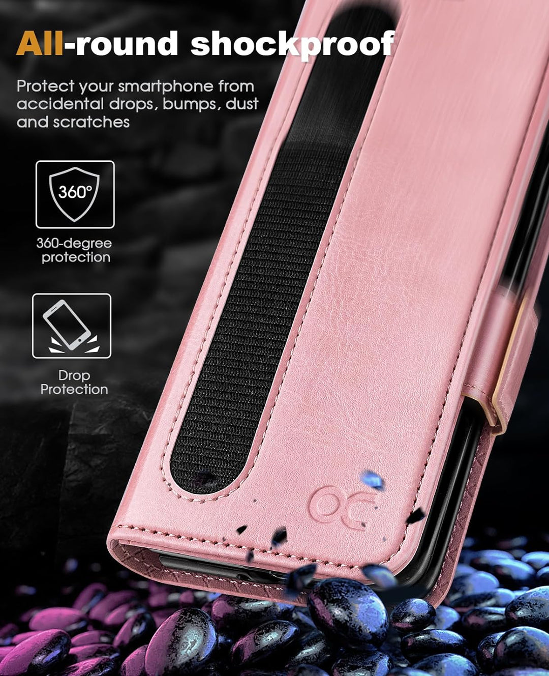 OCASE Hülle Samsung Galaxy Z Fold 5 5G Handyhülle mit [S Pen Halter] [Grenzschutz] [Premium PU Leder