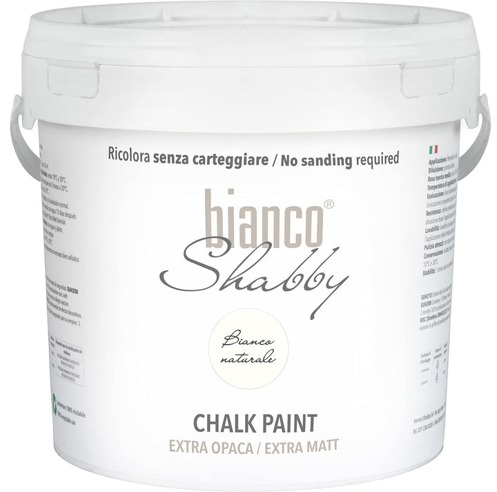 bianco Shabby® Bianco Naturale Kreidefarbe Wasserbasis für Alle Oberflächen einfach zu verarbeiten o