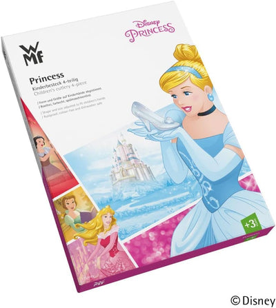 WMF Disney Princess Kinderbesteck Set 4-teilig, Kinderbesteck Edelstahl, Besteck Kinder ab 3 Jahre,